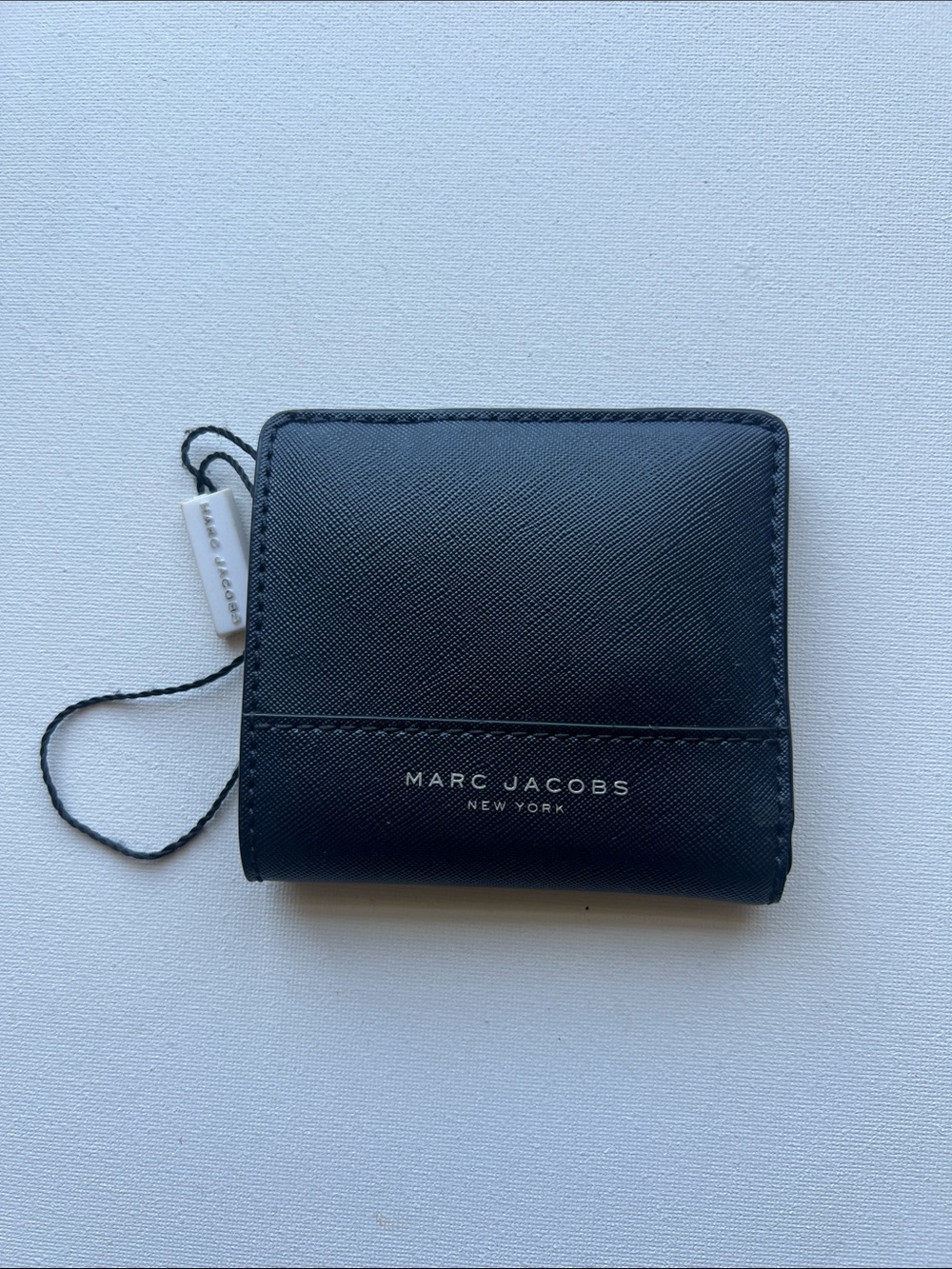 Marc Jacobs Black Saffiano Compact Bi-Fold Wallet